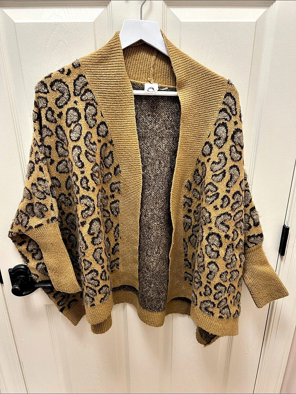 Akemi + Kin Louise Leopard Print Open-Front Cardigan Brown & Black Small